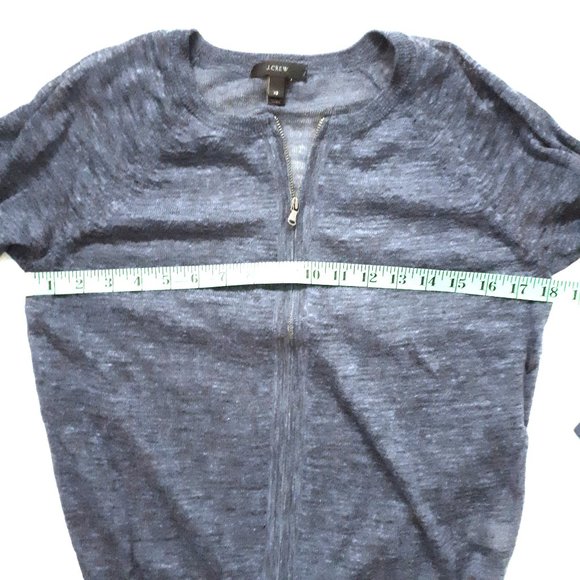 J Crew Blue Linen Blend Zip Up Sweater Top - Picture 5 of 6